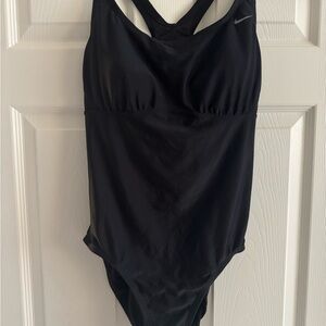 Nike Black Racerback One-Piece Swimsuit with Silver Swoosh
